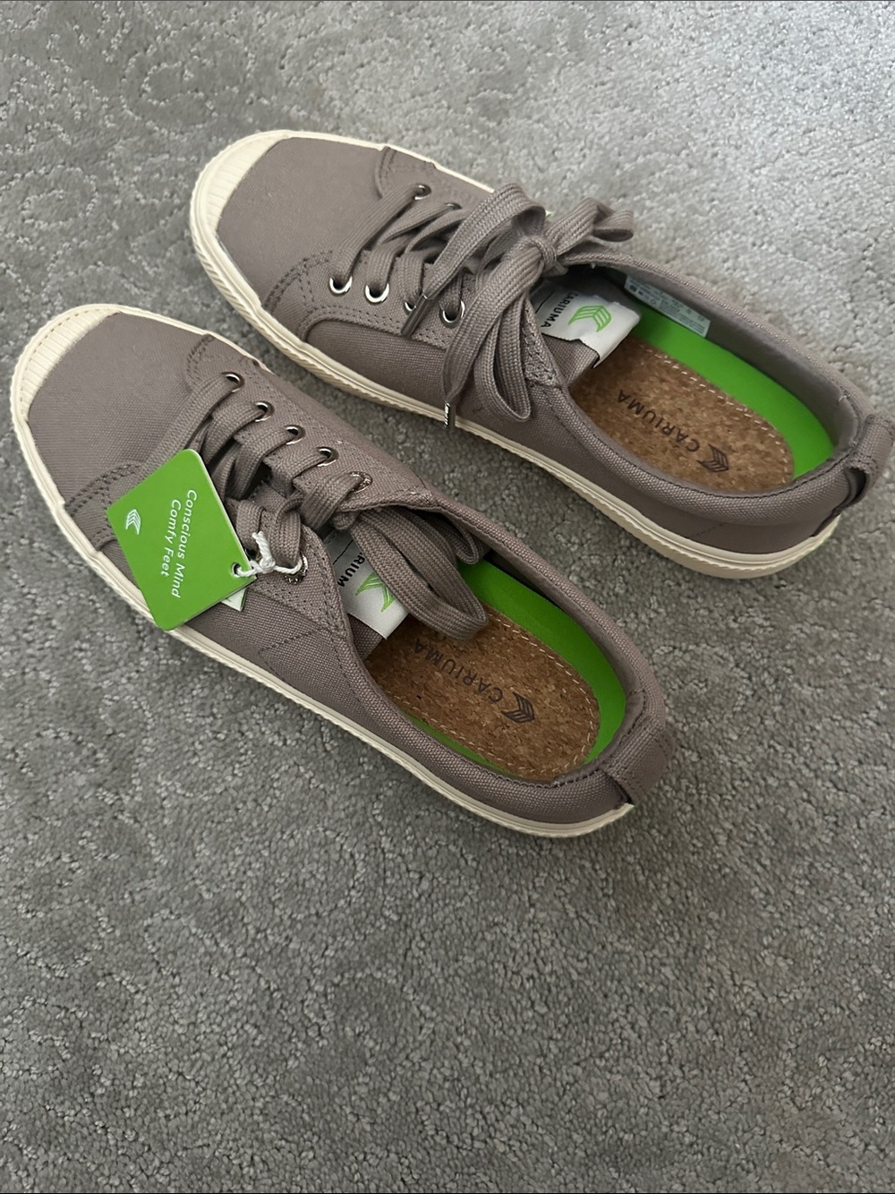 Cariuma Women's Sneakers in Taupe with Cream Soles